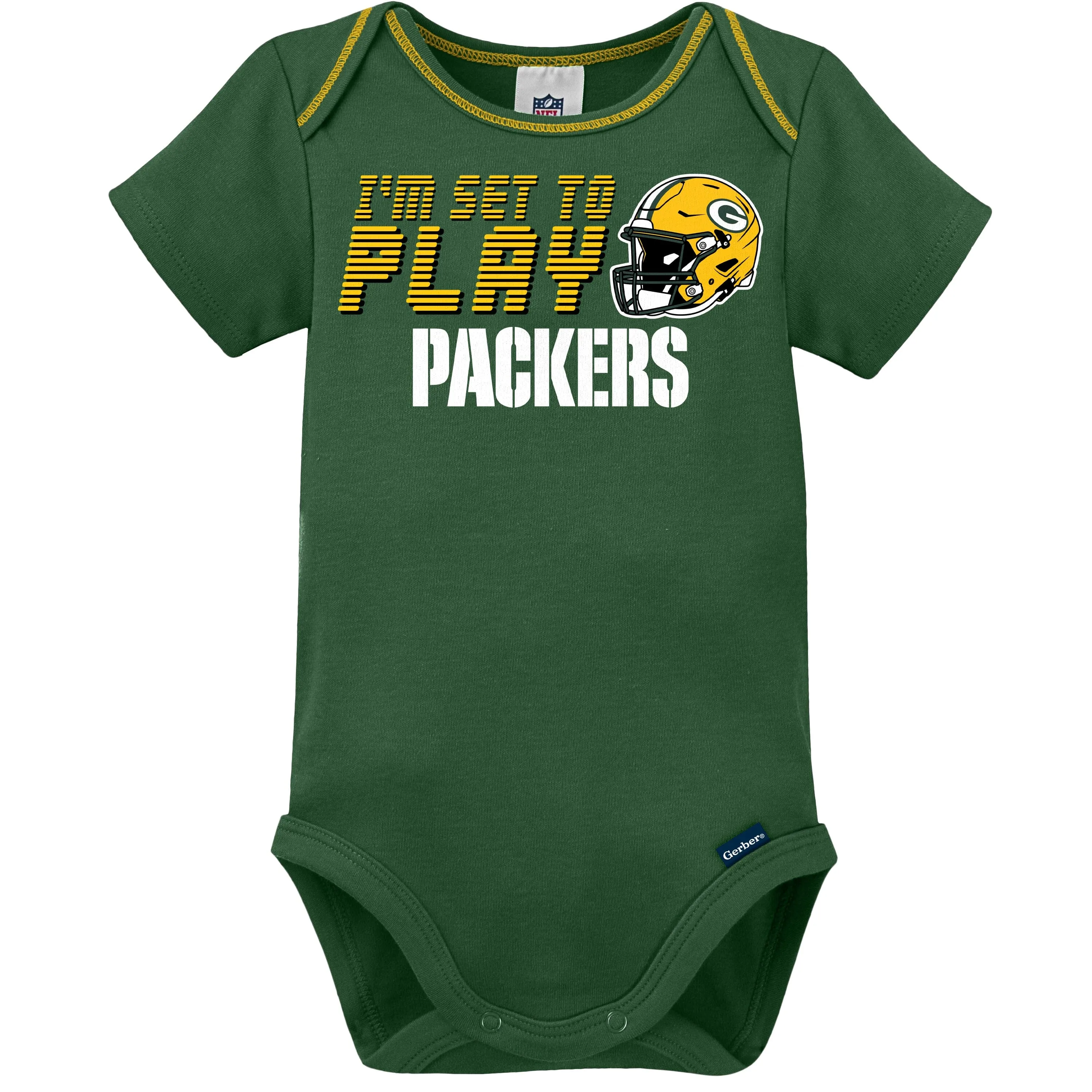 3-Piece Baby Boys Green Bay Packers Bodysuit, Sleep 'N Play, and Cap Set Gerber Childrenswea