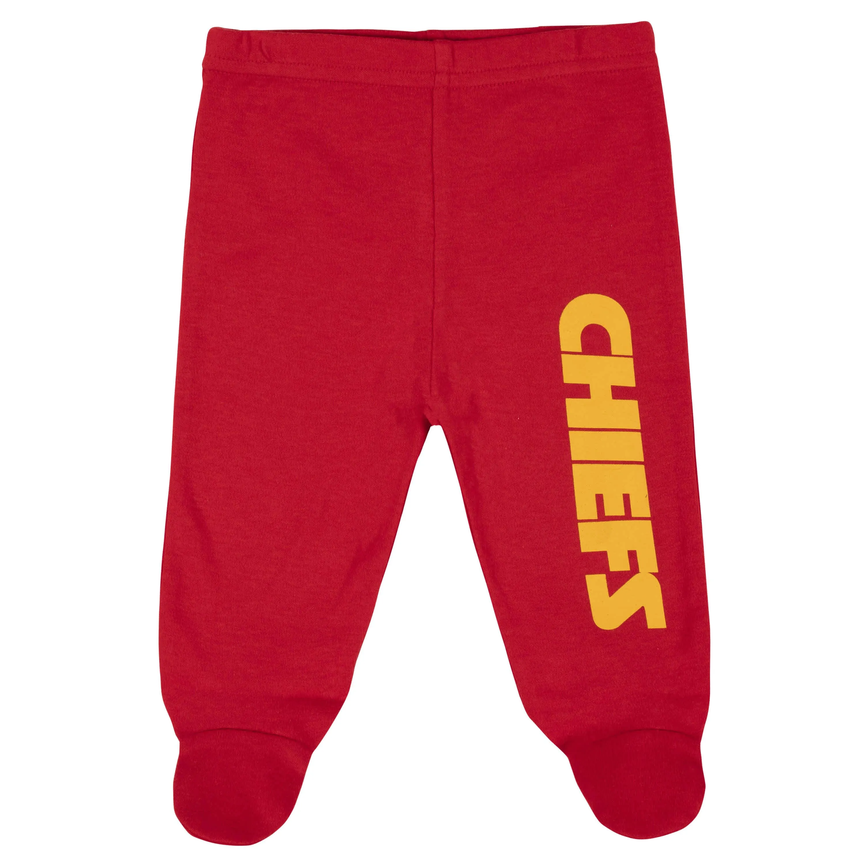 3-Piece Baby Boys Kansas City Chiefs Bodysuit, Footed Pant, and Cap Set Gerber Childrenswea