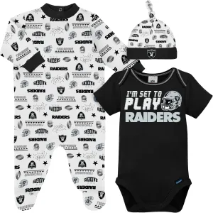 3-Piece Baby Boys Las Vegas Raiders Bodysuit, Sleep 'N Play, and Cap Set Gerber Childrenswea