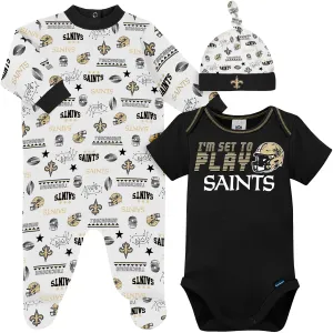 3-Piece Baby Boys New Orleans Saints Bodysuit, Sleep 'N Play, and Cap Set Gerber Childrenswea