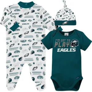 3-Piece Baby Boys Philadelphia Eagles Bodysuit, Sleep 'N Play, and Cap Set Gerber Childrenswea