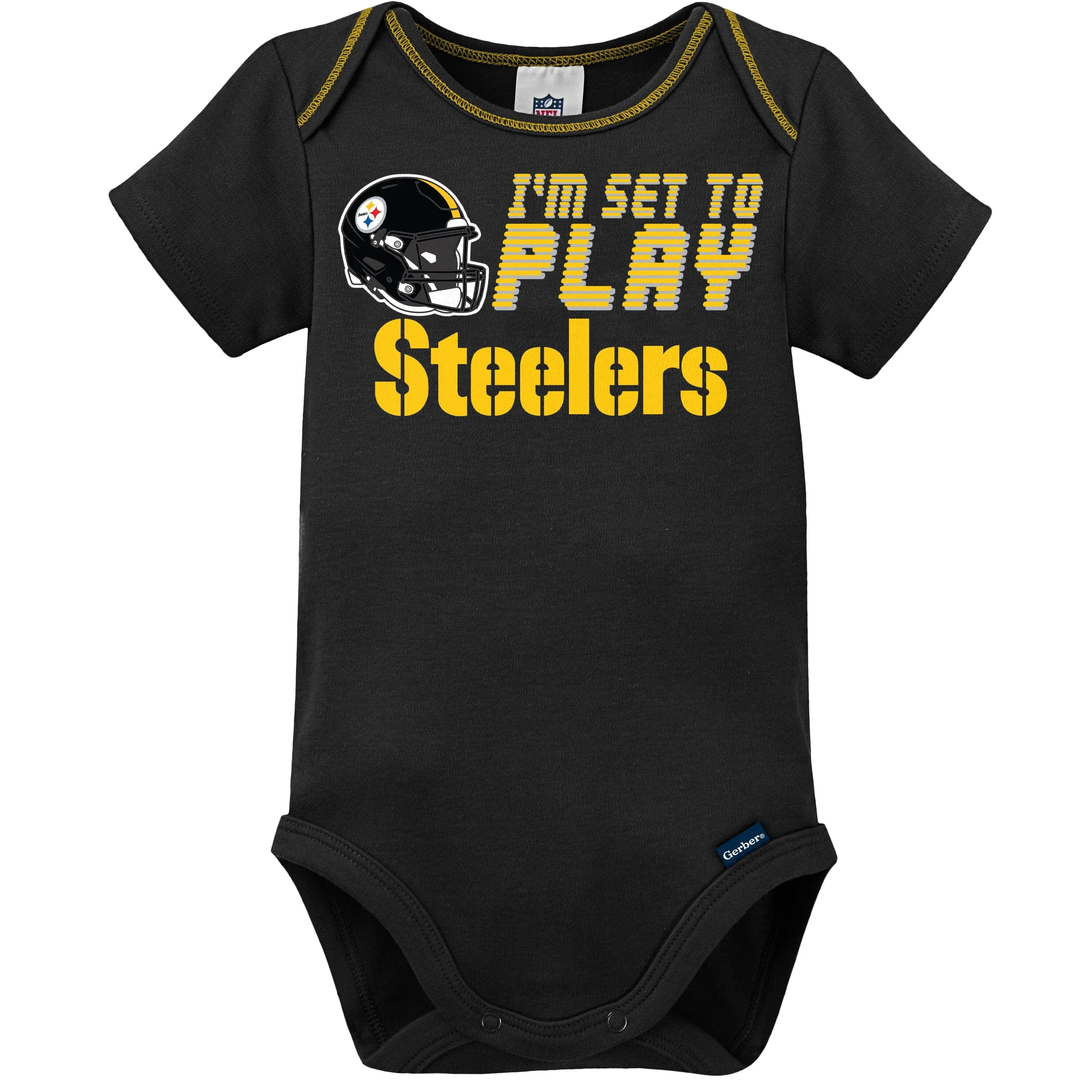 3-Piece Baby Boys Pittsburgh Steelers Bodysuit, Sleep 'N Play, and Cap Set Gerber Childrenswea
