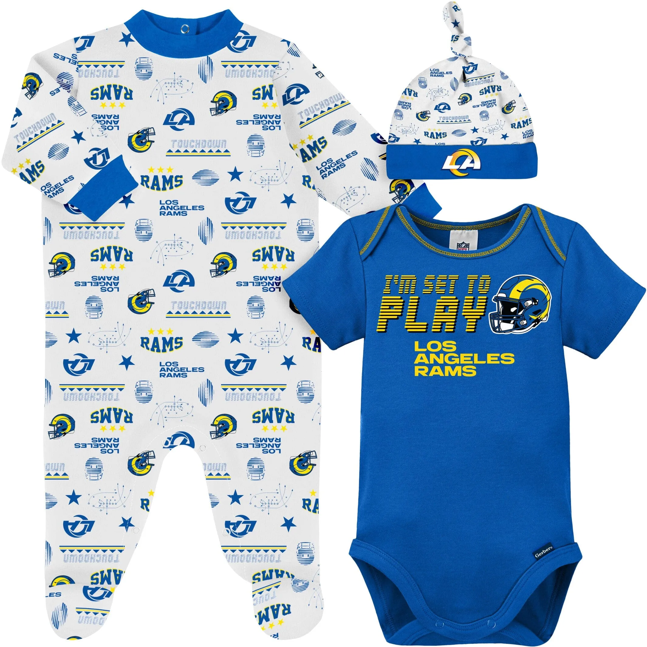 3-Piece Baby Boys Rams Bodysuit, Sleep 'N Play & Cap Set Gerber Childrenswea