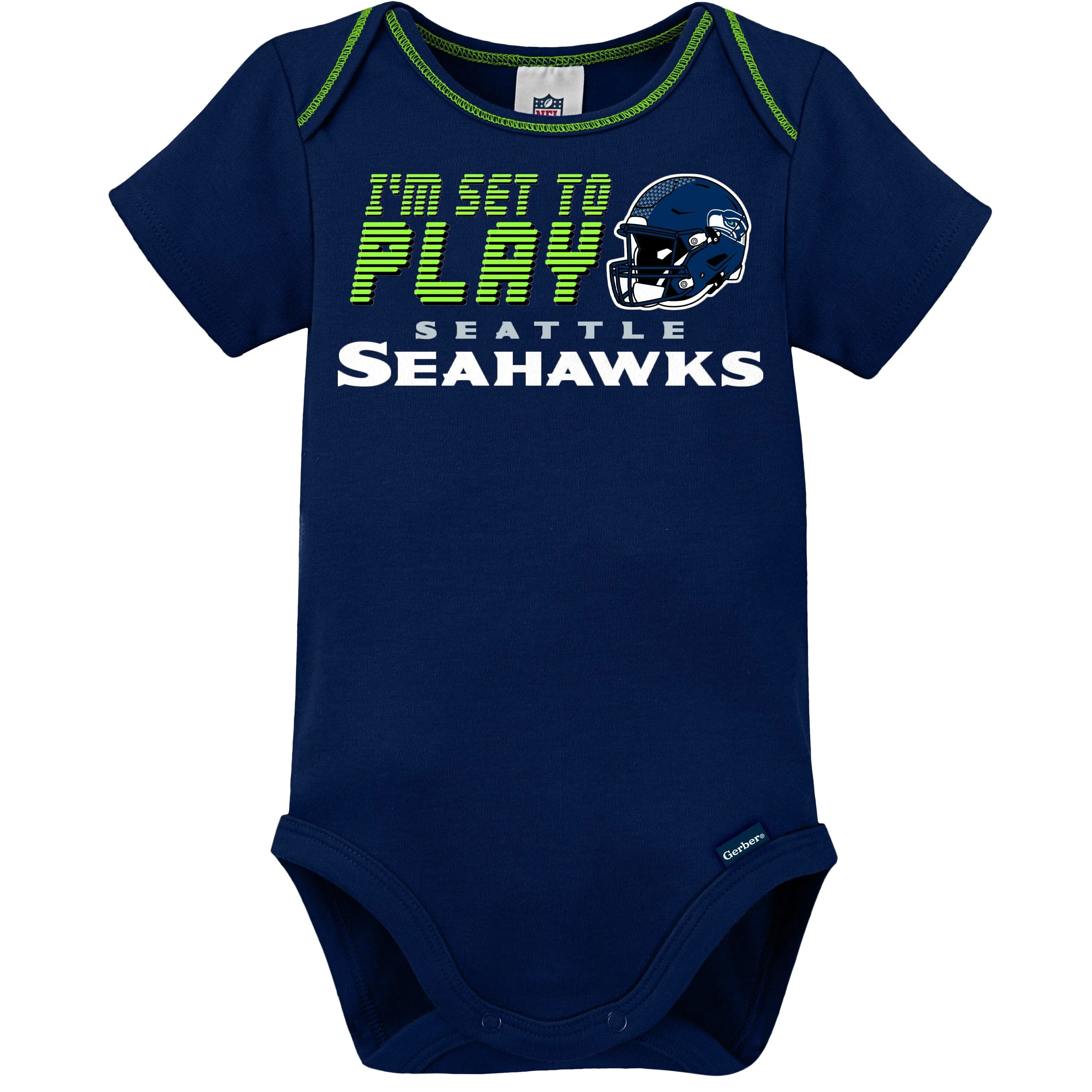 3-Piece Baby Boys Seattle Seahawks Bodysuit, Sleep 'N Play, and Cap Set Gerber Childrenswea