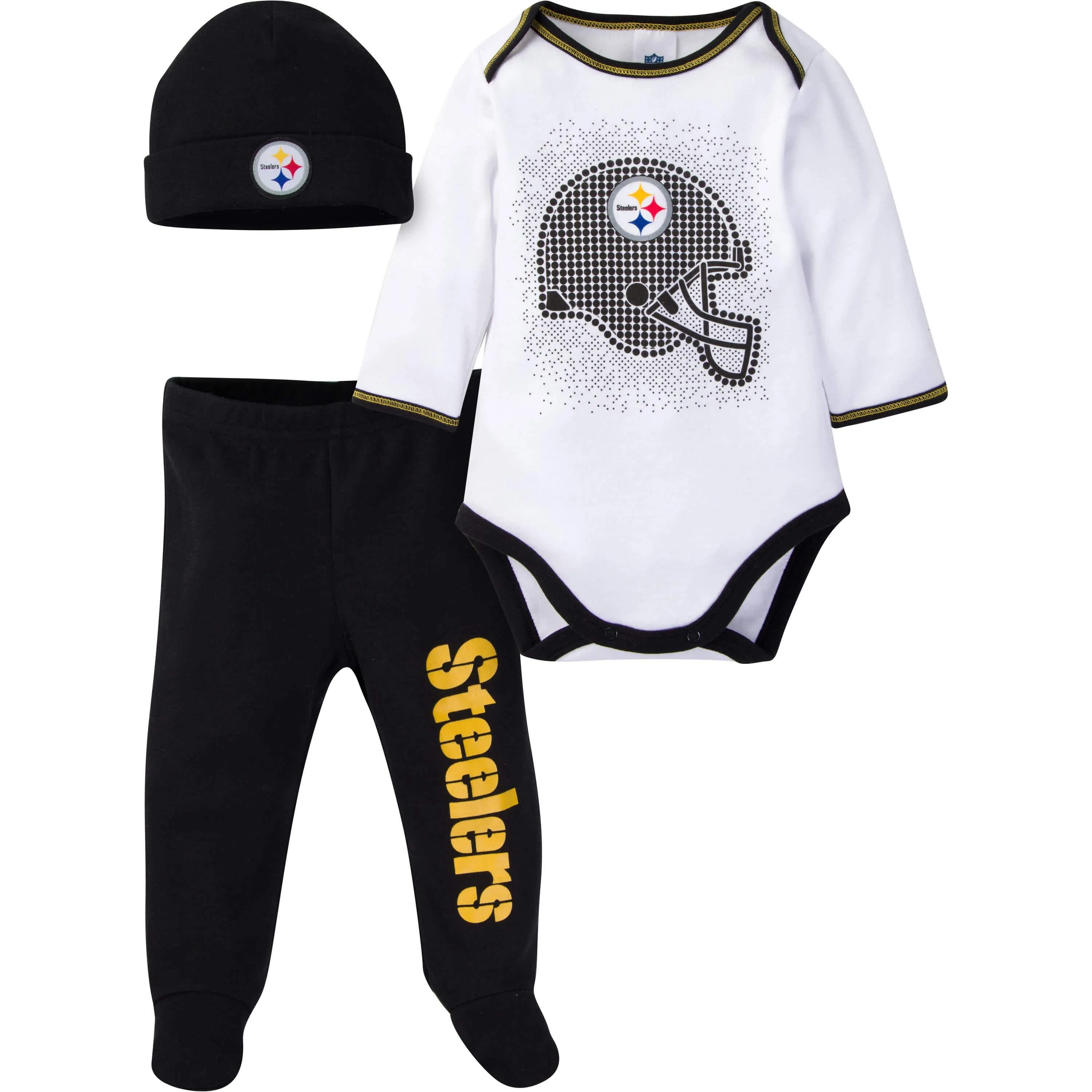 3-Piece Baby Boys Steelers Bodysuit, Footed Pant, & Cap Set Gerber Childrenswea