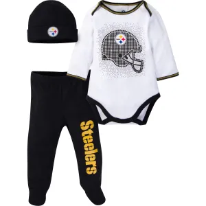 3-Piece Baby Boys Steelers Bodysuit, Footed Pant, & Cap Set Gerber Childrenswea