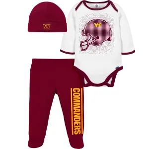 3-Piece Baby Boys Washington Commanders Bodysuit, Footed Pant, & Cap Set Gerber Childrenswea