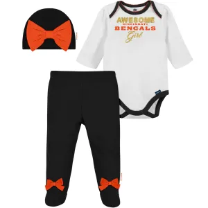 3-Piece Baby Girls Bengals Bodysuit, Footed Pant, & Cap Set Gerber Childrenswea