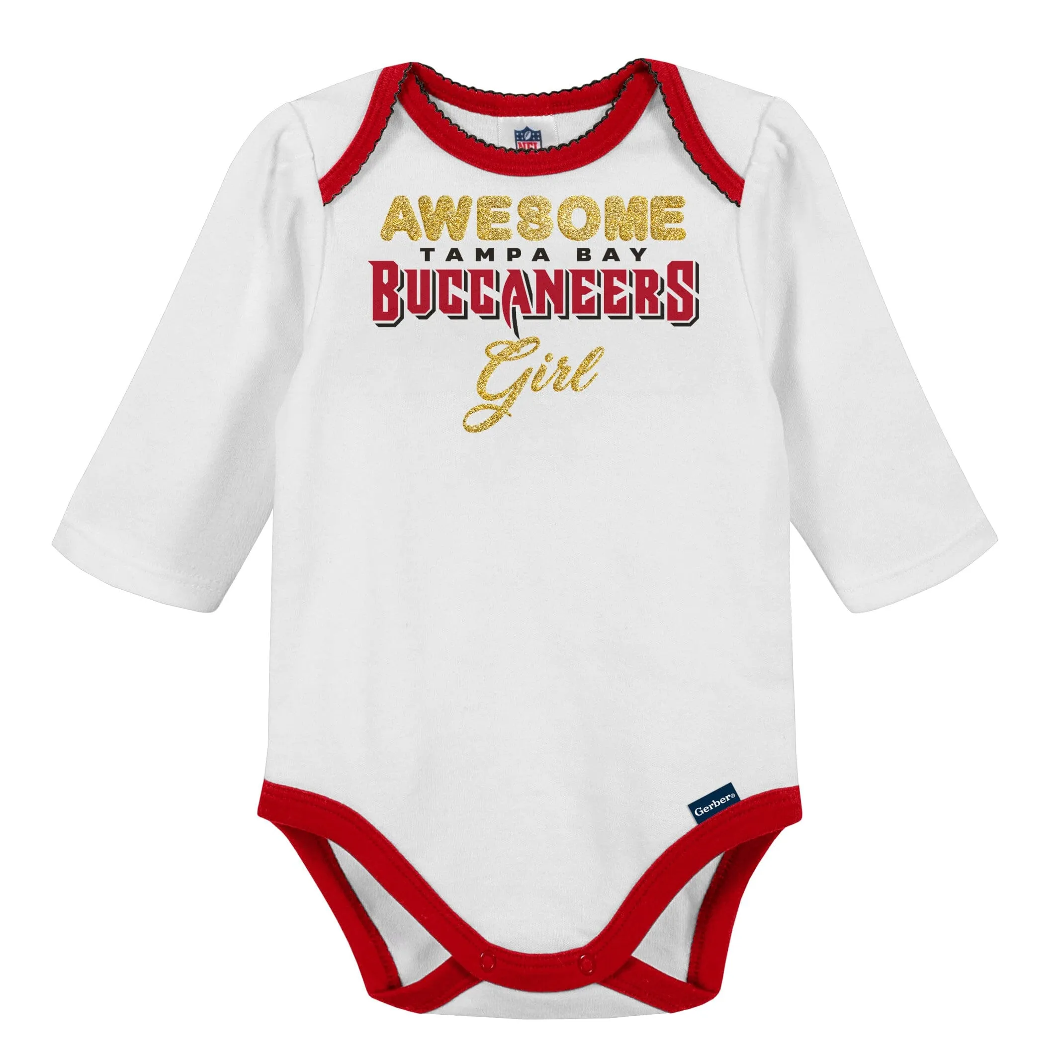 3-Piece Baby Girls Buccaneers Bodysuit, Footed Pant, & Cap Set Gerber Childrenswea