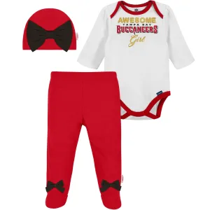 3-Piece Baby Girls Buccaneers Bodysuit, Footed Pant, & Cap Set Gerber Childrenswea