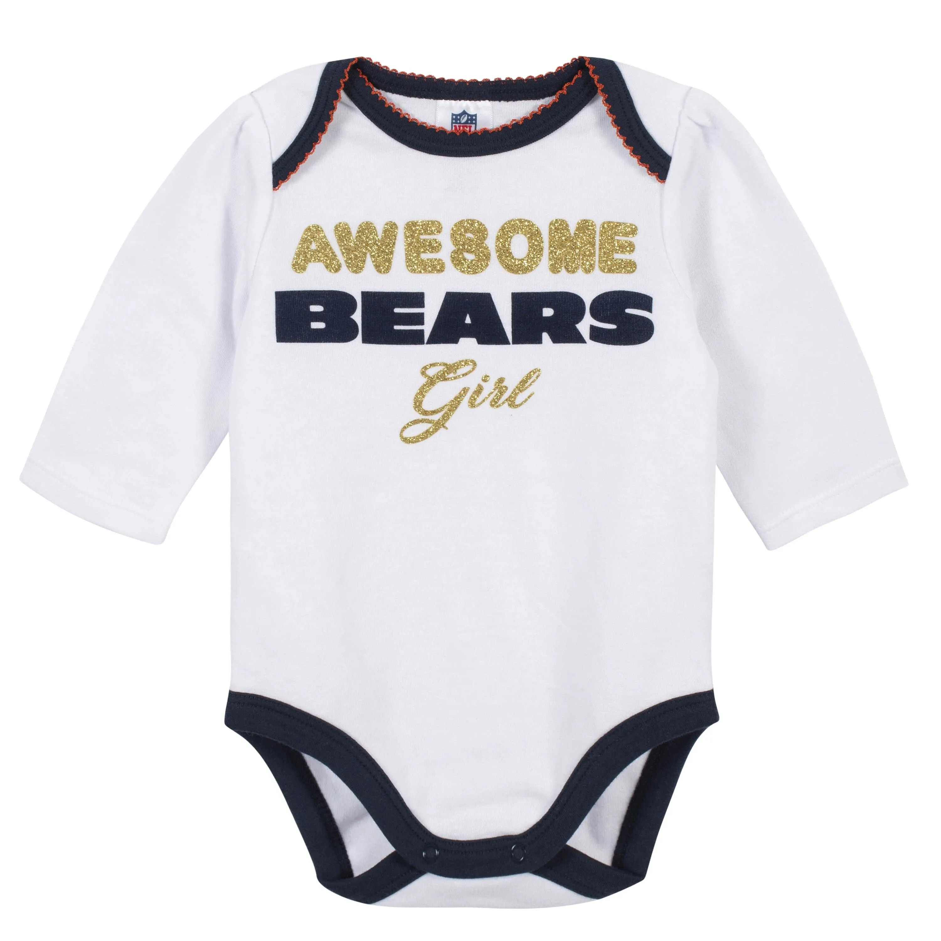 3-Piece Baby Girls Chicago Bears Bodysuit, Footed Pant, and Cap Set Gerber Childrenswea