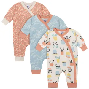 3-Piece Baby Girls Comfy Stretch Flower Pot Footless Sleep 'N Plays Gerber Childrenswea