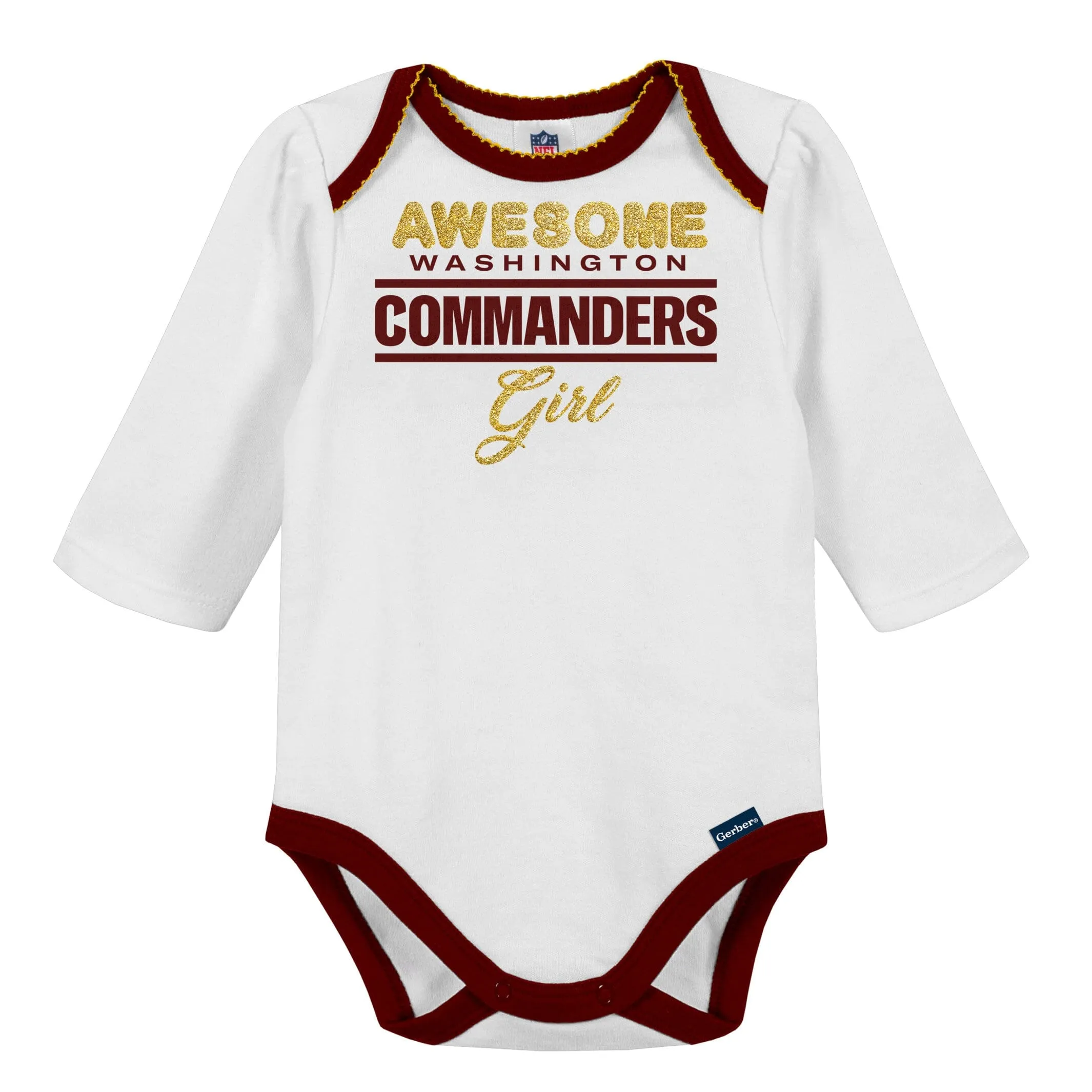 3-Piece Baby Girls Commanders Bodysuit, Footed Pant, & Cap Set Gerber Childrenswea