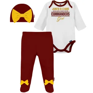 3-Piece Baby Girls Commanders Bodysuit, Footed Pant, & Cap Set Gerber Childrenswea