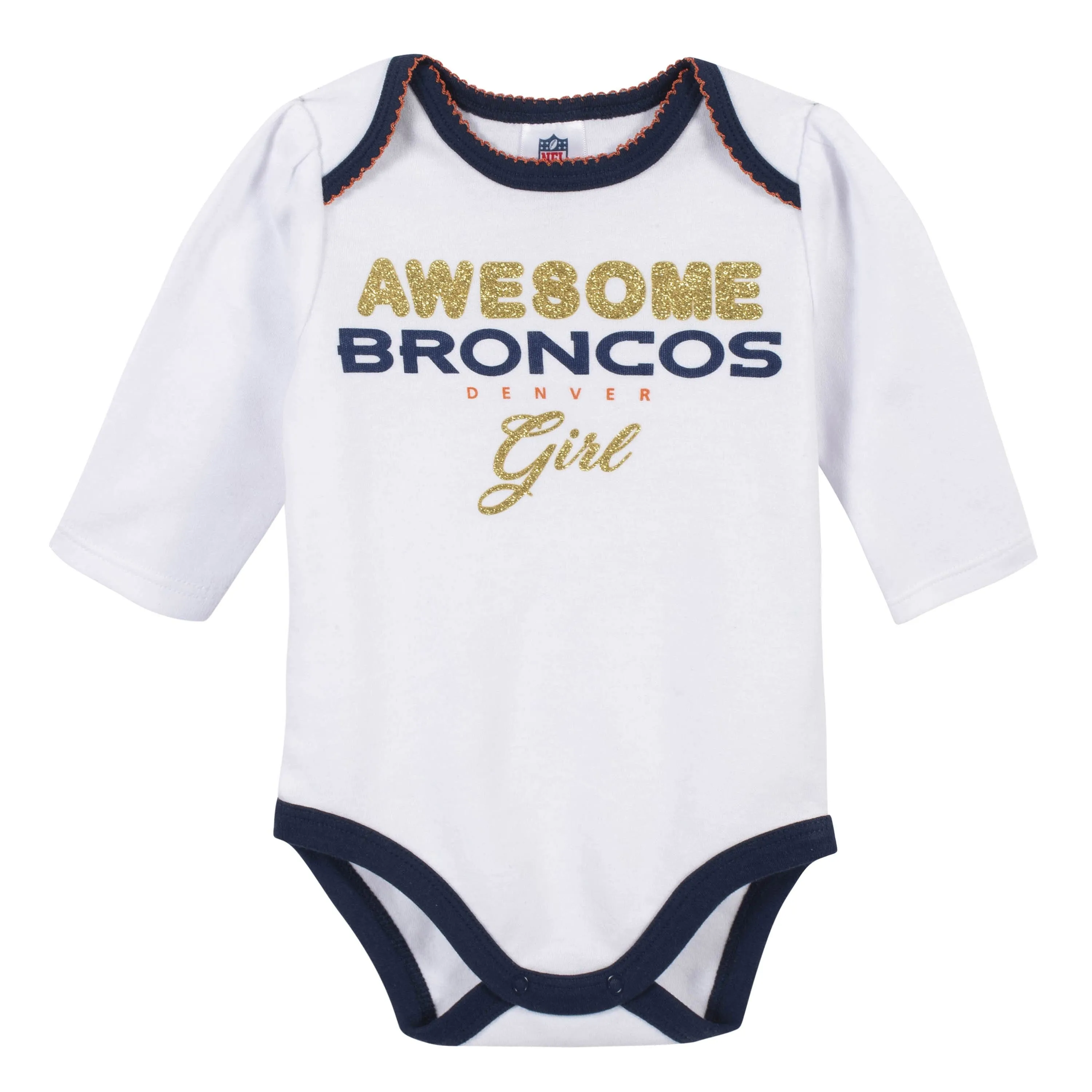 3-Piece Baby Girls Denver Broncos Bodysuit, Footed Pant, and Cap Set Gerber Childrenswea