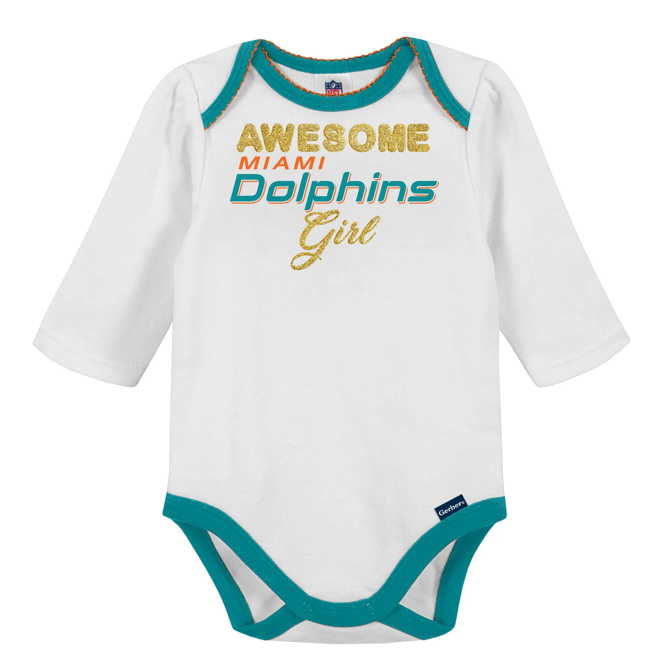 3-Piece Baby Girls Dolphins Bodysuit, Footed Pant, & Cap Set Gerber Childrenswea