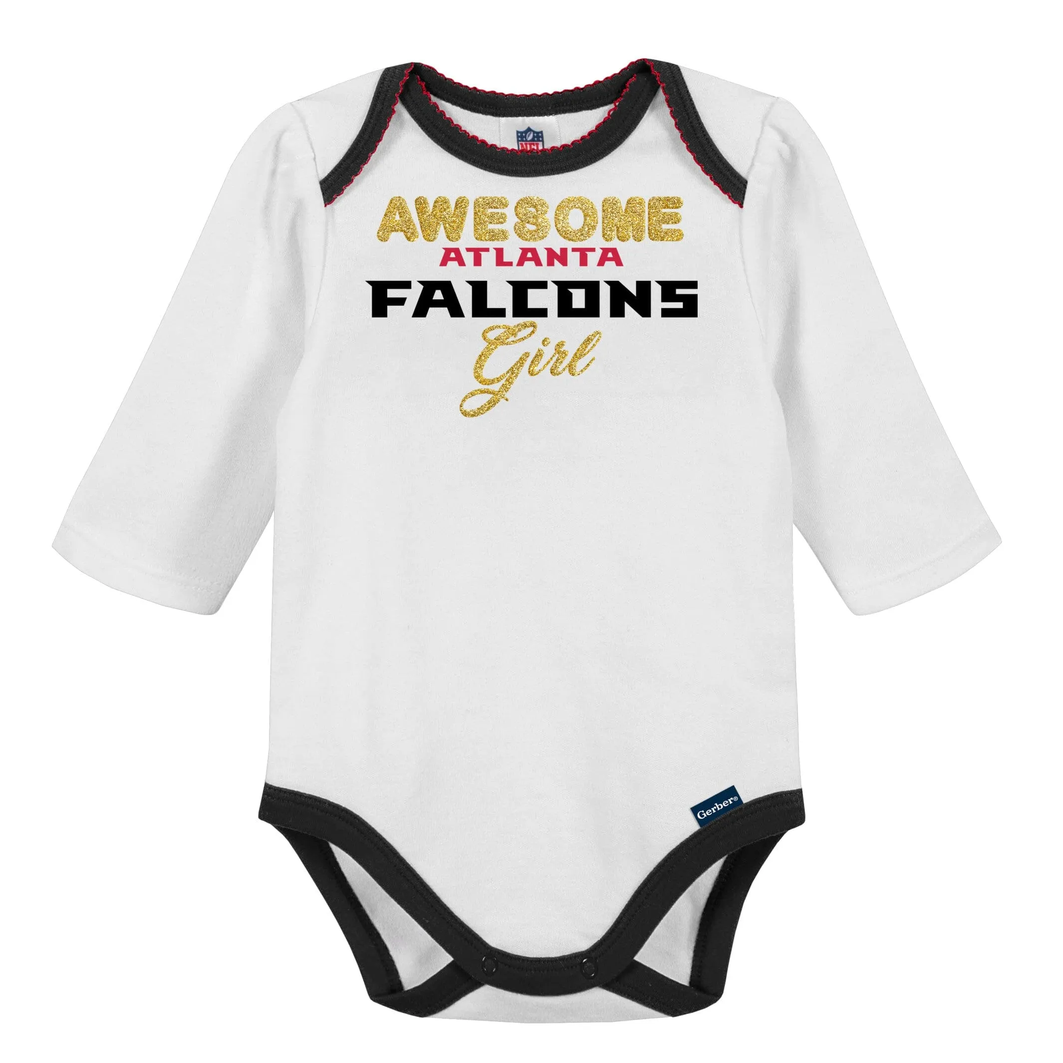3-Piece Baby Girls Falcons Bodysuit, Footed Pant, & Cap Set Gerber Childrenswea