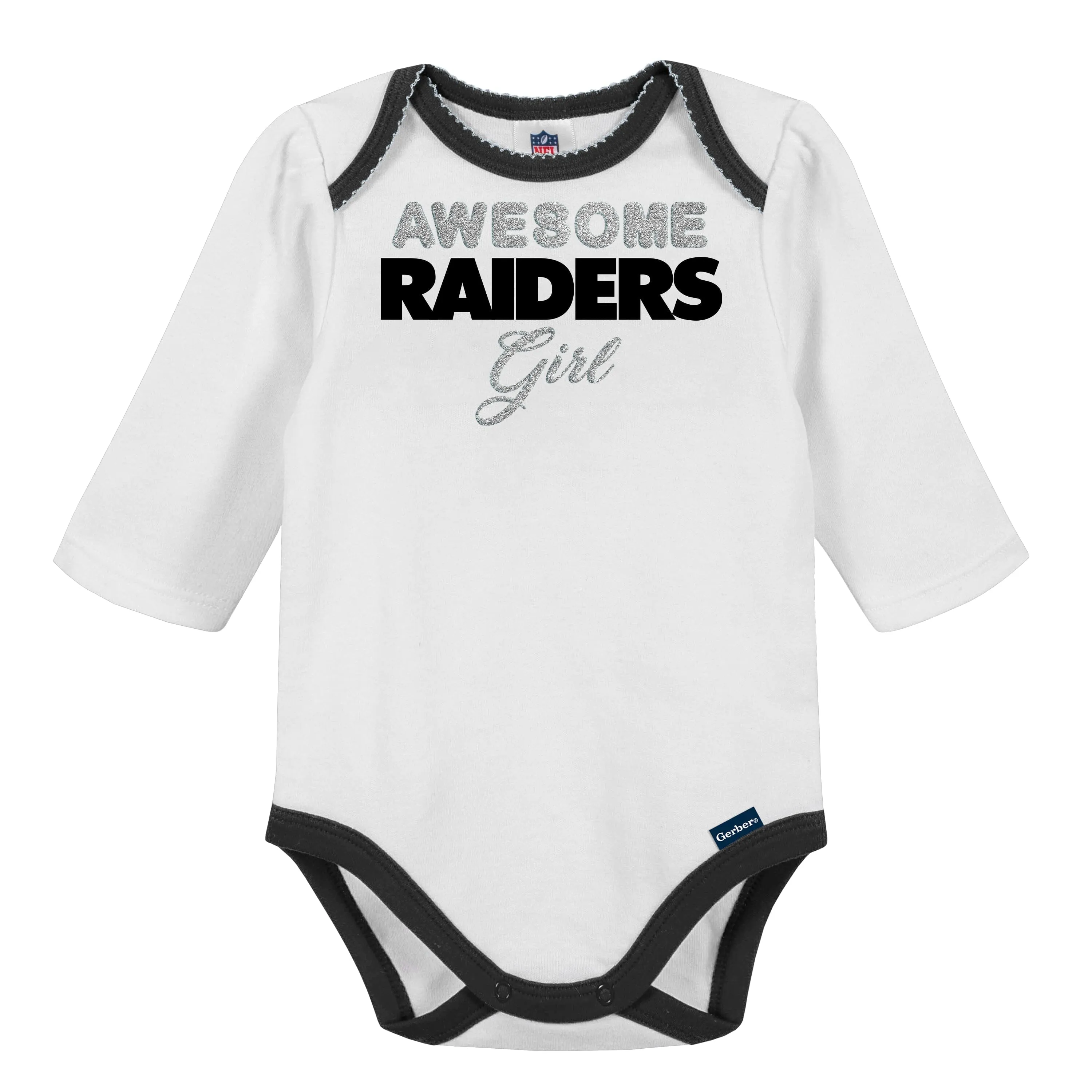 3-Piece Baby Girls Las Vegas Raiders Bodysuit, Footed Pant, and Cap Set Gerber Childrenswea