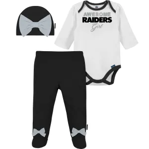 3-Piece Baby Girls Las Vegas Raiders Bodysuit, Footed Pant, and Cap Set Gerber Childrenswea