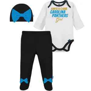 3-Piece Baby Girls Panthers Bodysuit, Footed Pant, & Cap Set Gerber Childrenswea