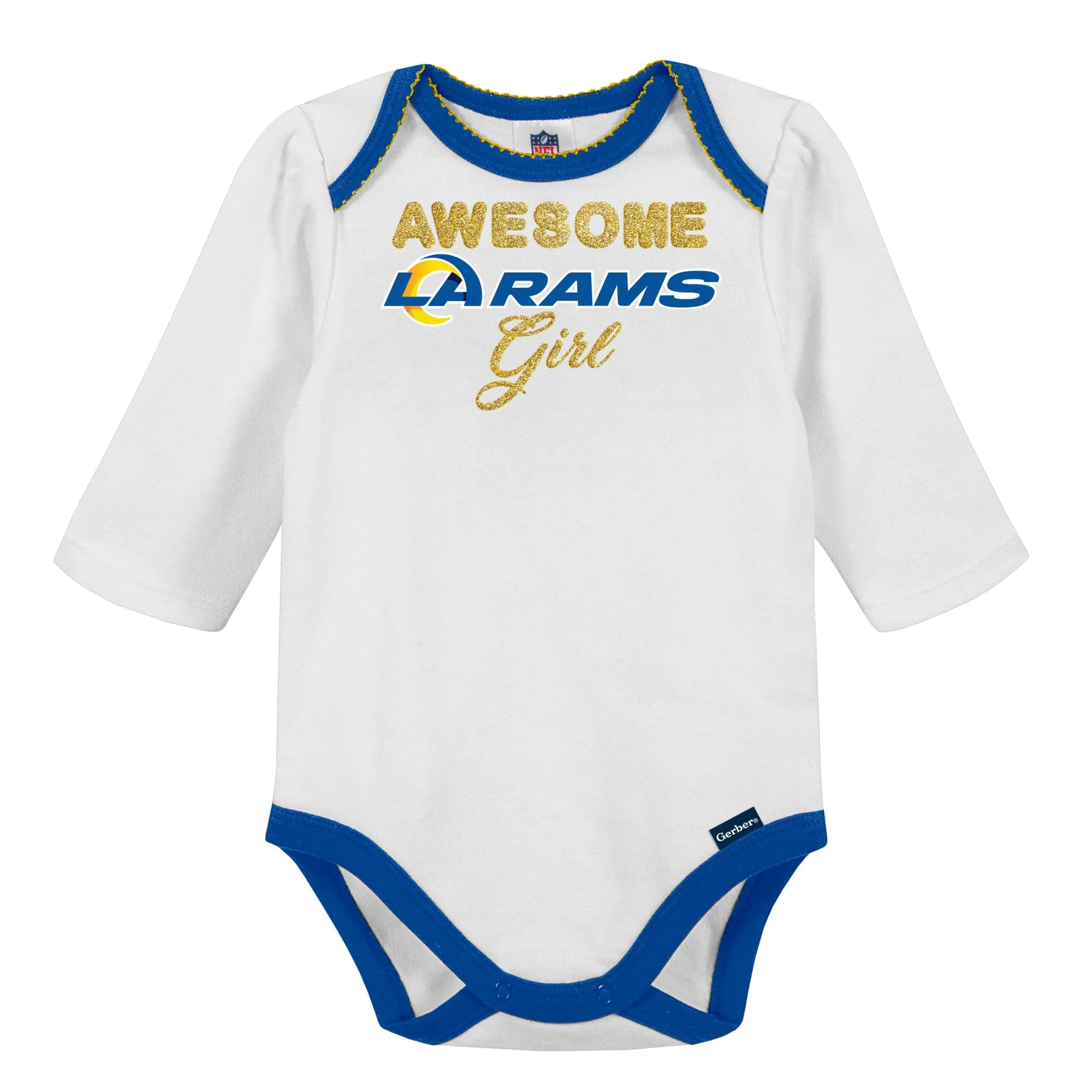 3-Piece Baby Girls Rams Bodysuit, Footed Pant, & Cap Set Gerber Childrenswea