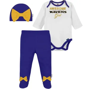 3-Piece Baby Girls Ravens Bodysuit, Footed Pant, & Cap Set Gerber Childrenswea