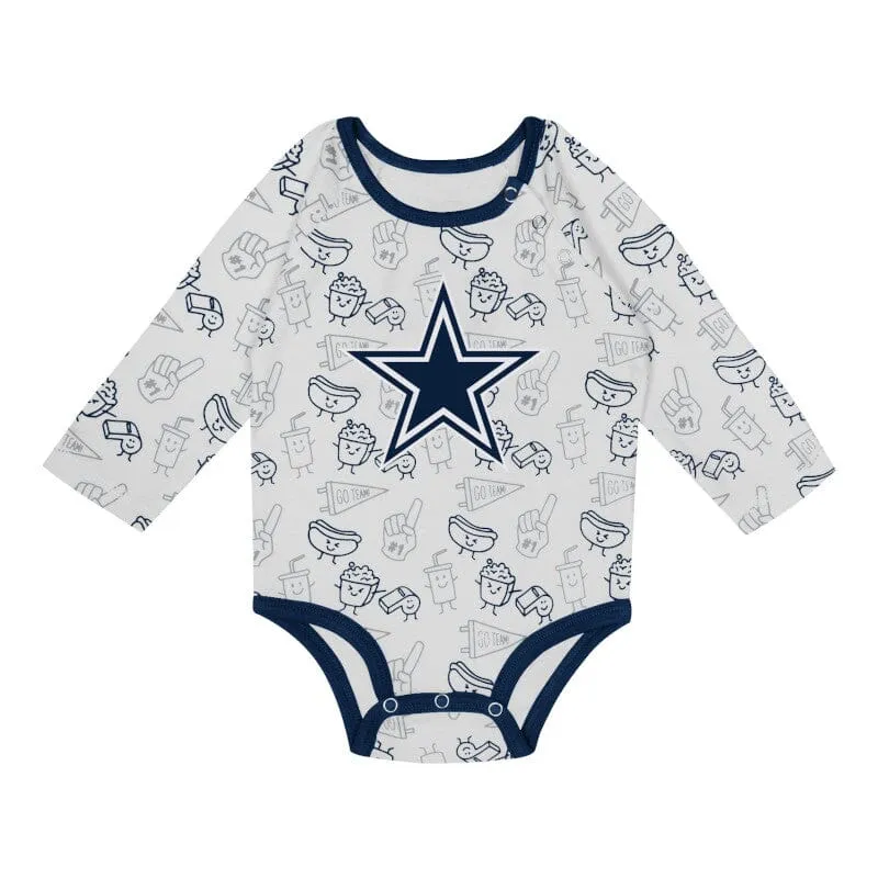 3-Piece Dallas Cowboys Long Sleeve Bodysuit, Pants and Cap Set Gerber Childrenswea