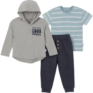3-Piece Toddler Boys Good Vibes Tee, Hooded Top and Joggers Set Gerber Childrenswea