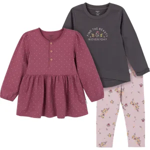 3-Piece Toddler Girls Brown/Violet Tunics and Leggings Gerber Childrenswea