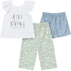 3-Piece Toddler Girls Daises T-Shirt, Shorts & Pants Pajama Set Gerber Childrenswea