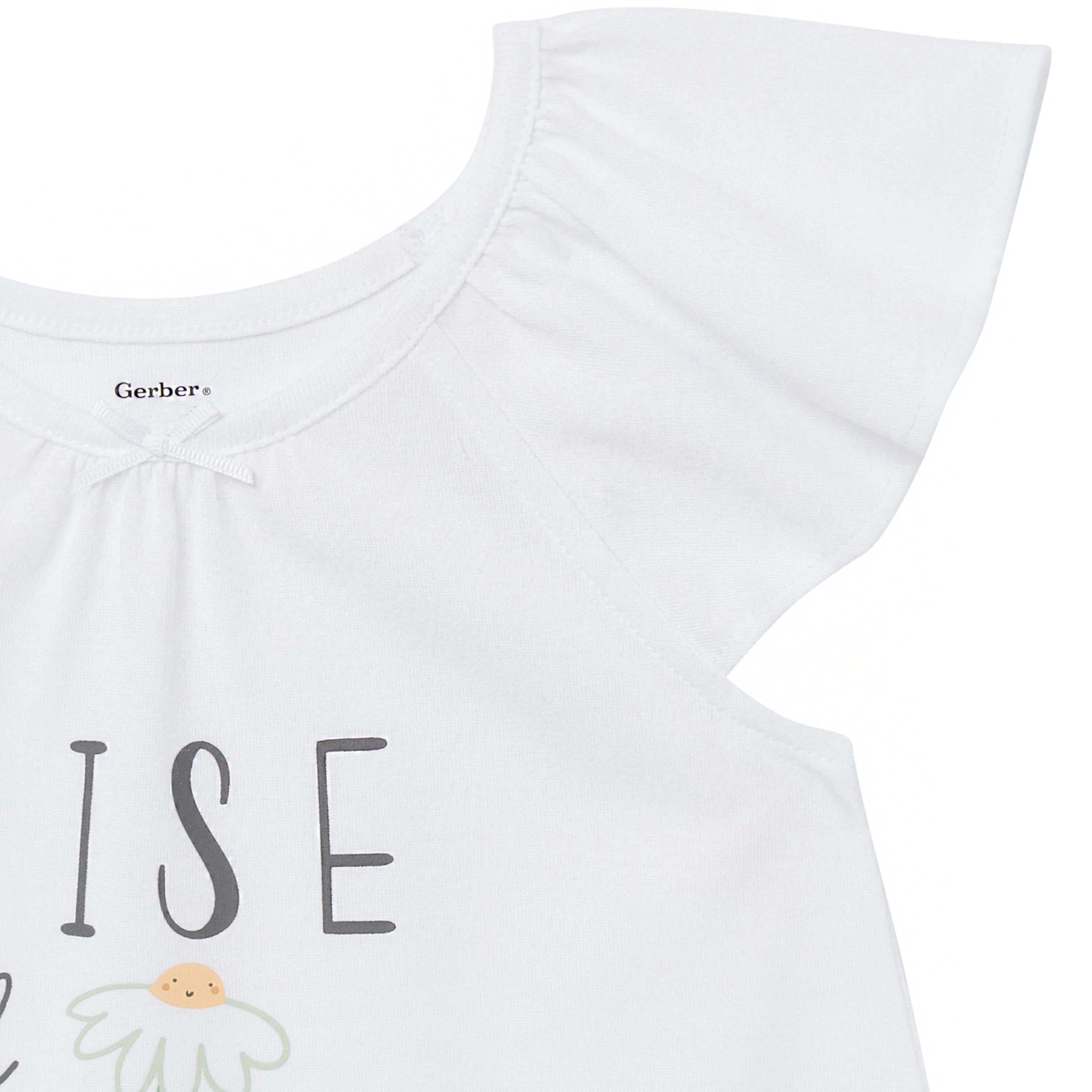 3-Piece Toddler Girls Daises T-Shirt, Shorts & Pants Pajama Set Gerber Childrenswea