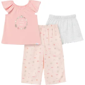 3-Piece Toddler Girls Gardening T-Shirt, Shorts & Pants Pajama Set Gerber Childrenswea
