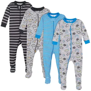 4-Pack Baby & Toddler Boys Dinosaurs & Space Snug Fit Footed Cotton Pajamas Gerber Childrenswea