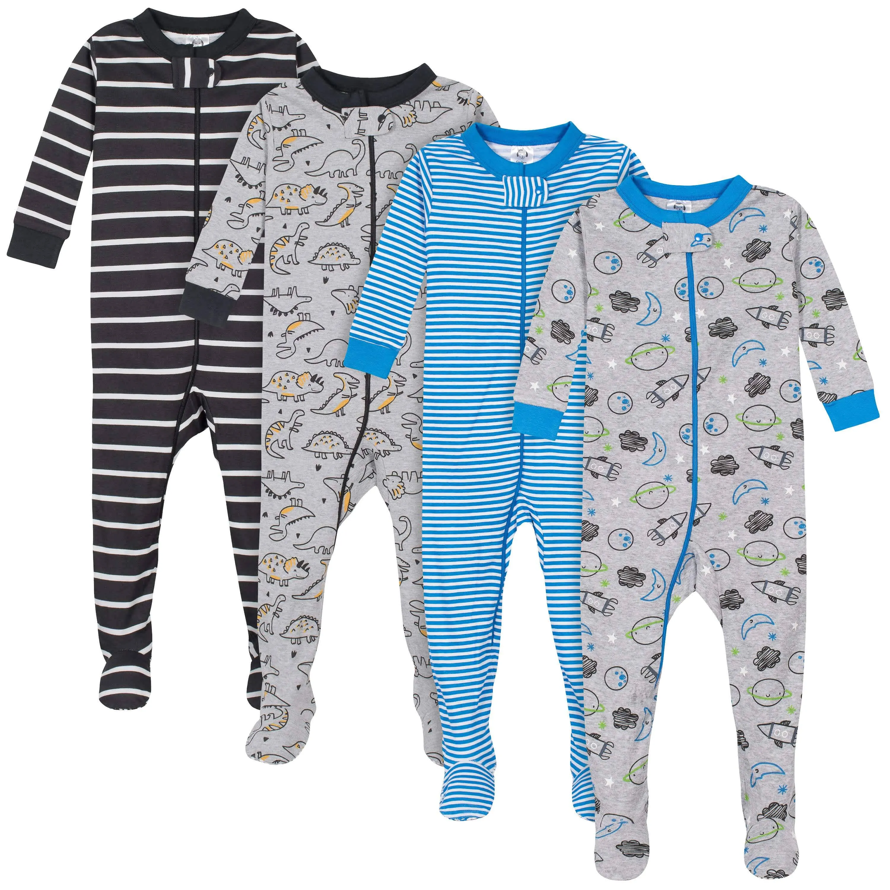 4-Pack Baby & Toddler Boys Dinosaurs & Space Snug Fit Footed Cotton Pajamas Gerber Childrenswea