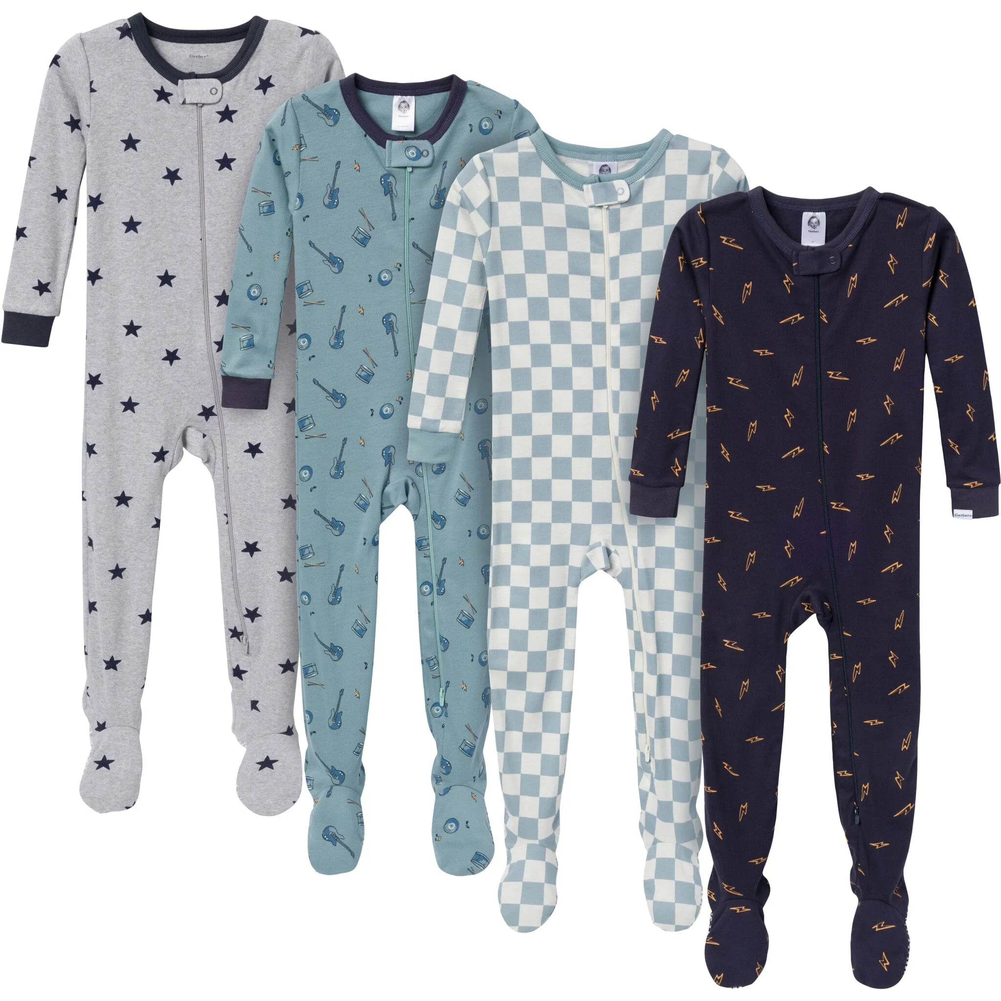 4-Pack Baby & Toddler Boys Music Snug Fit Footed Pajamas Gerber Childrenswea