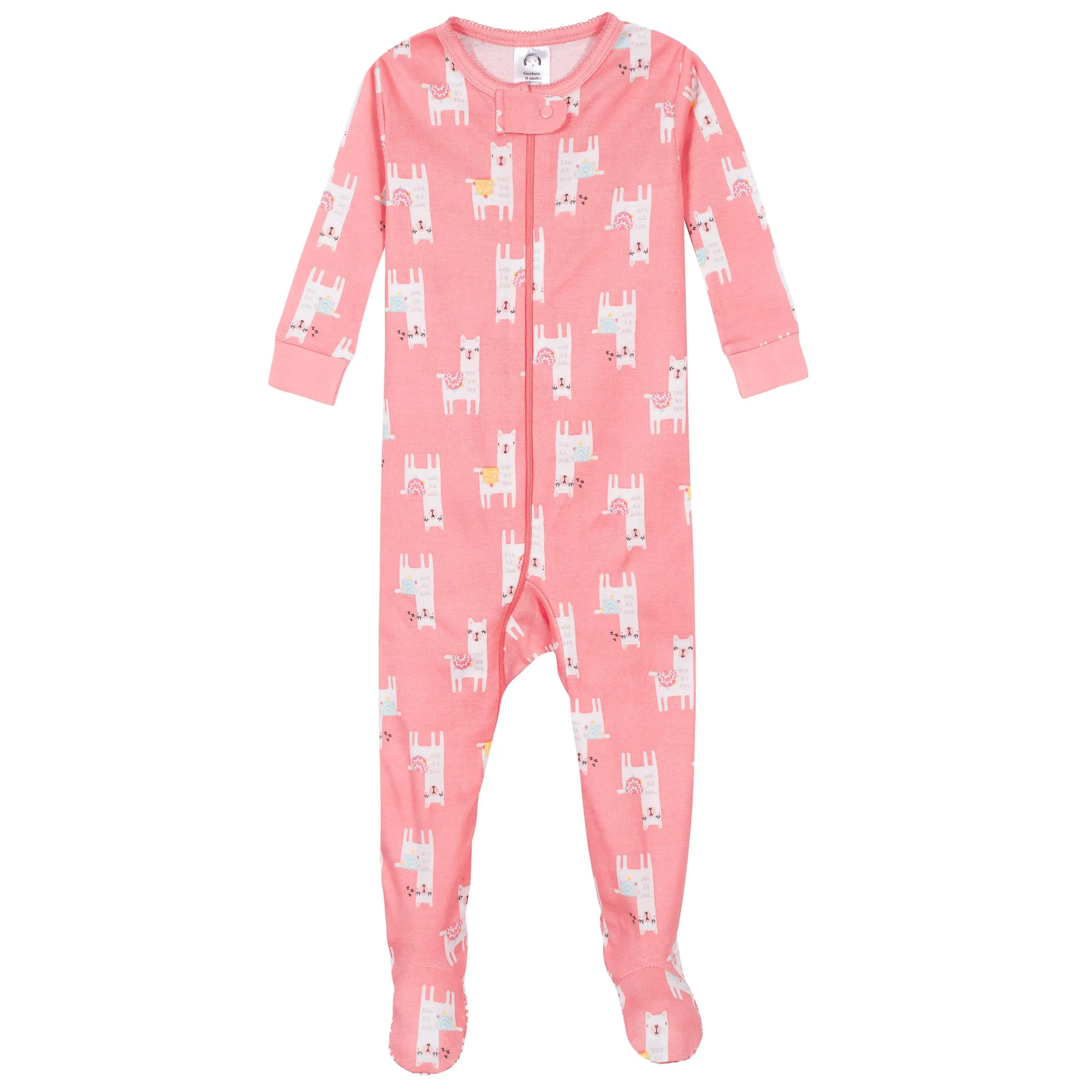 4-Pack Baby & Toddler Girls Llamas & Love Snug Fit Footed Cotton Pajamas Gerber Childrenswea