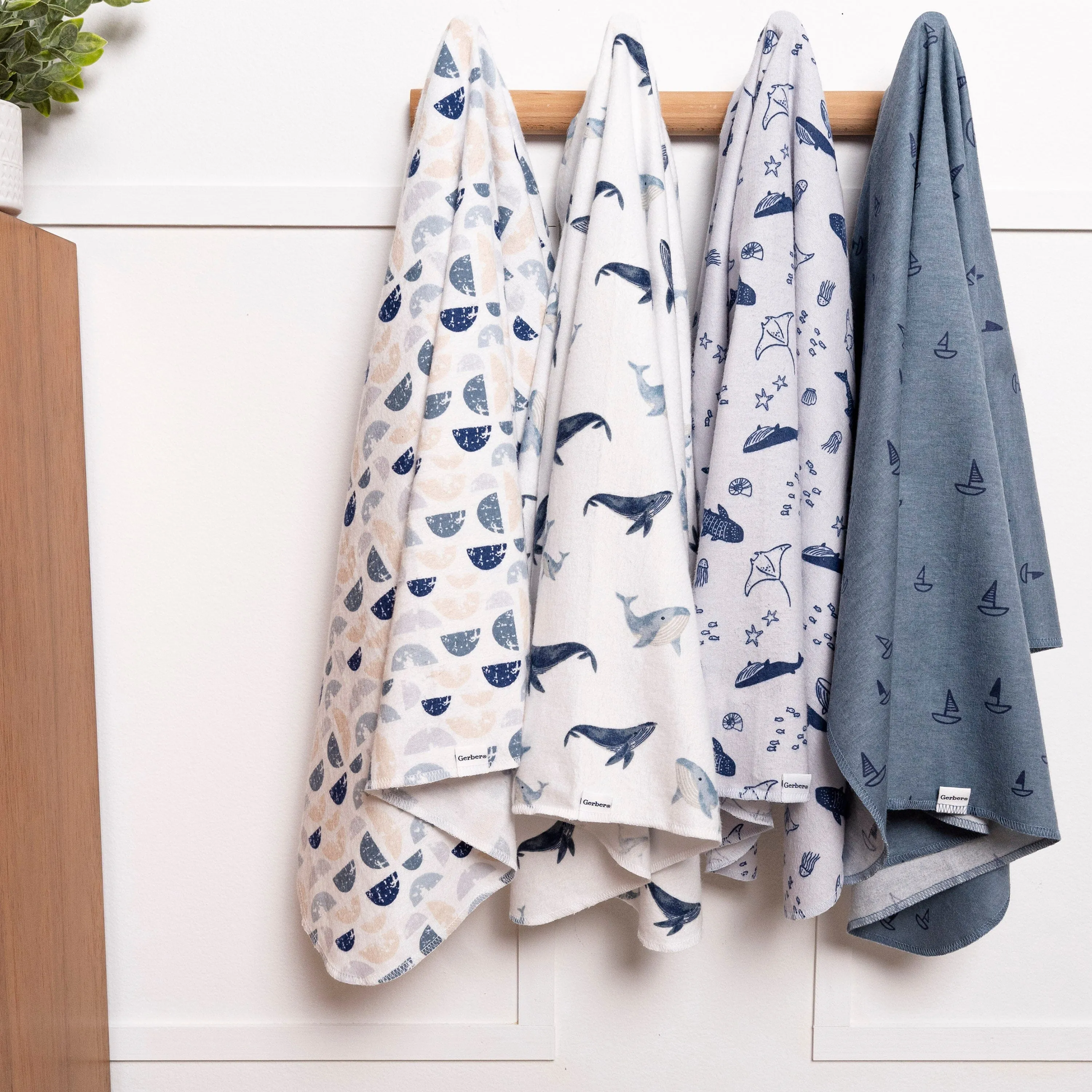 4-Pack Baby Boys Coastal Calm Flannel Blankets Gerber Childrenswea