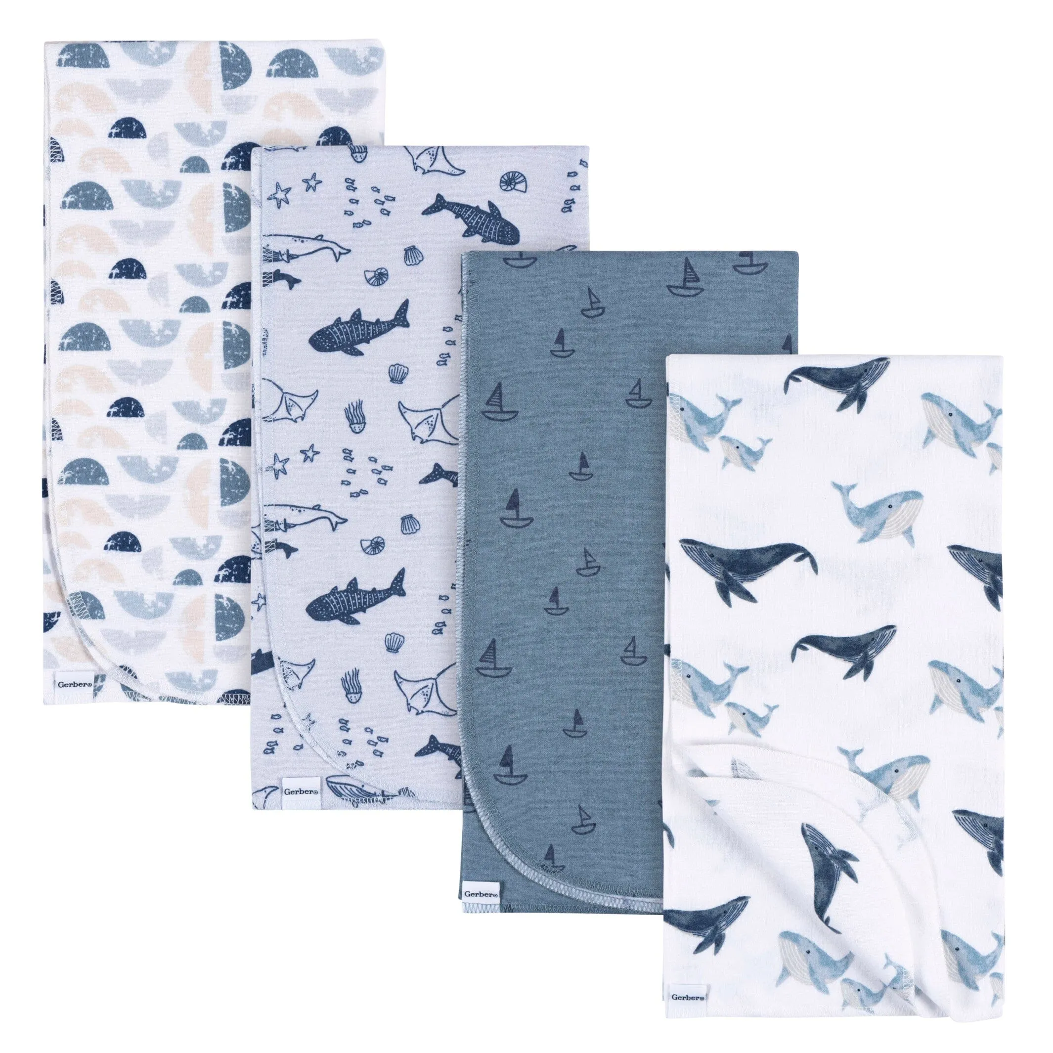 4-Pack Baby Boys Coastal Calm Flannel Blankets Gerber Childrenswea