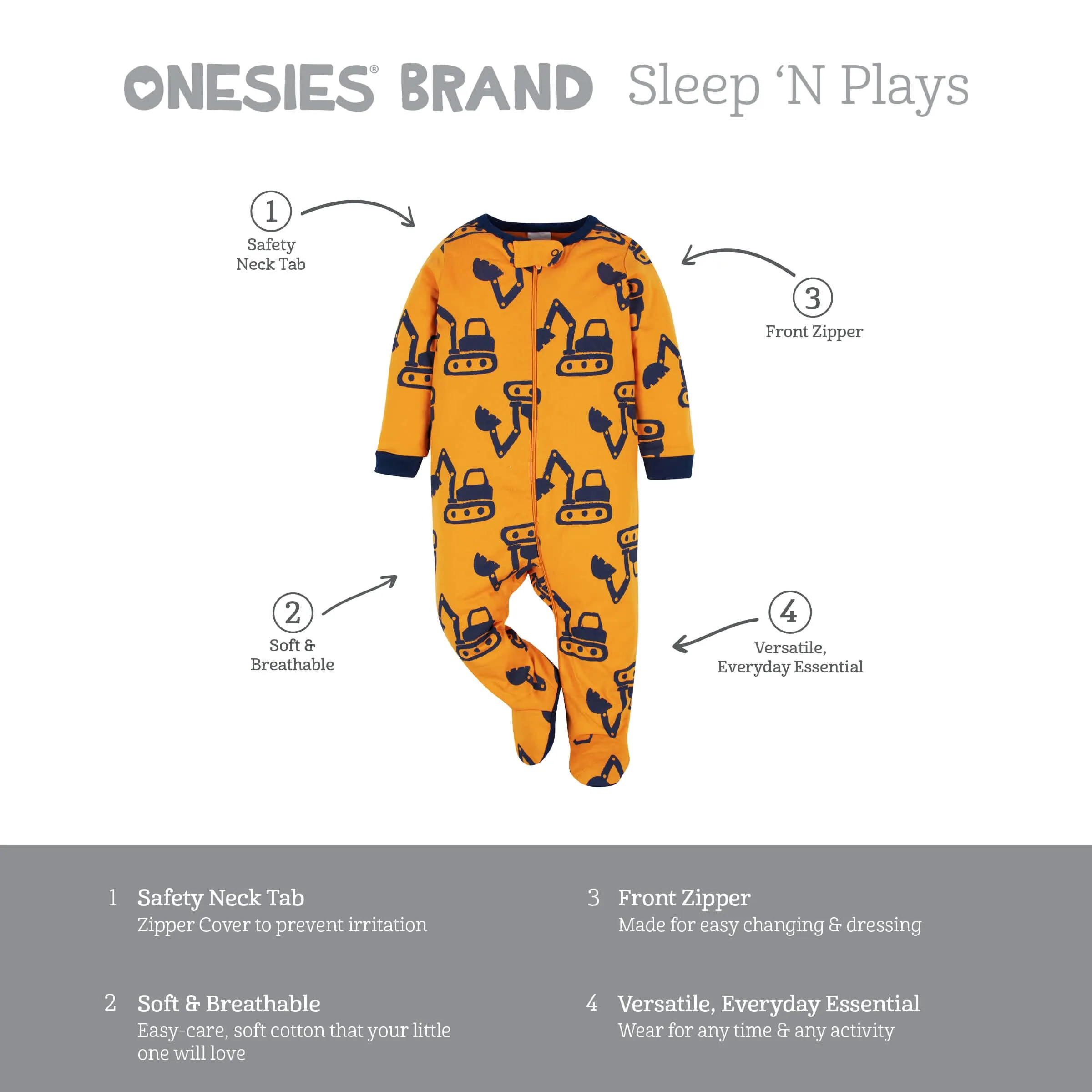 4-Pack Baby Boys Construction Zone Sleep 'N Plays Gerber Childrenswea