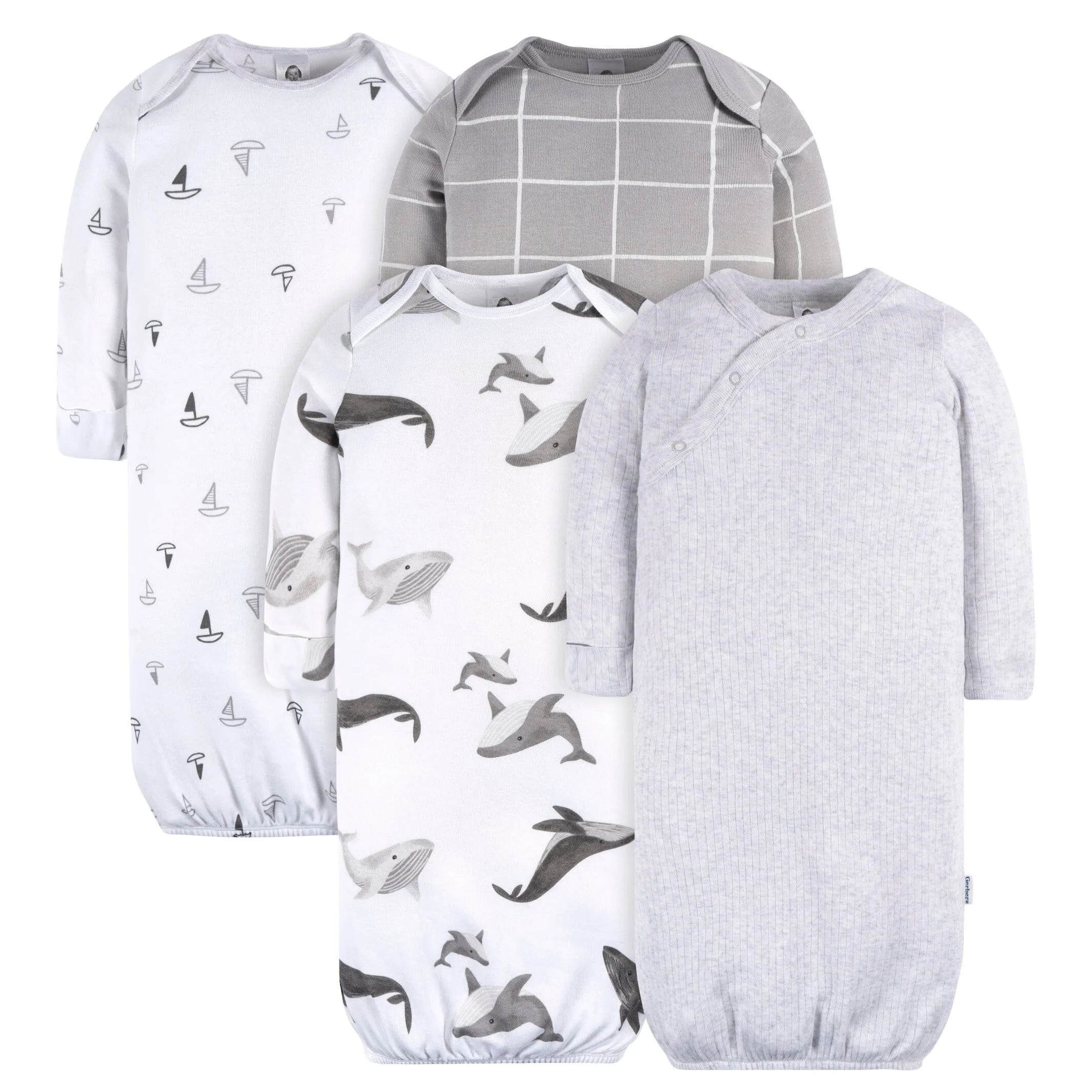 4-Pack Baby Boys Grey Coastal Gowns Gerber Childrenswea