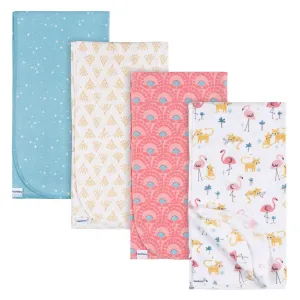 4-Pack Baby Girls Animal Geo Flannel Blankets Gerber Childrenswea
