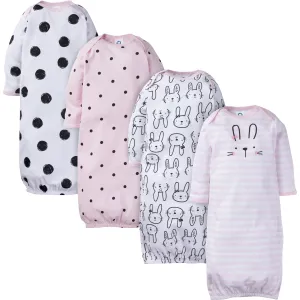 4-Pack Baby Girls Bunny Gowns Gerber Childrenswea