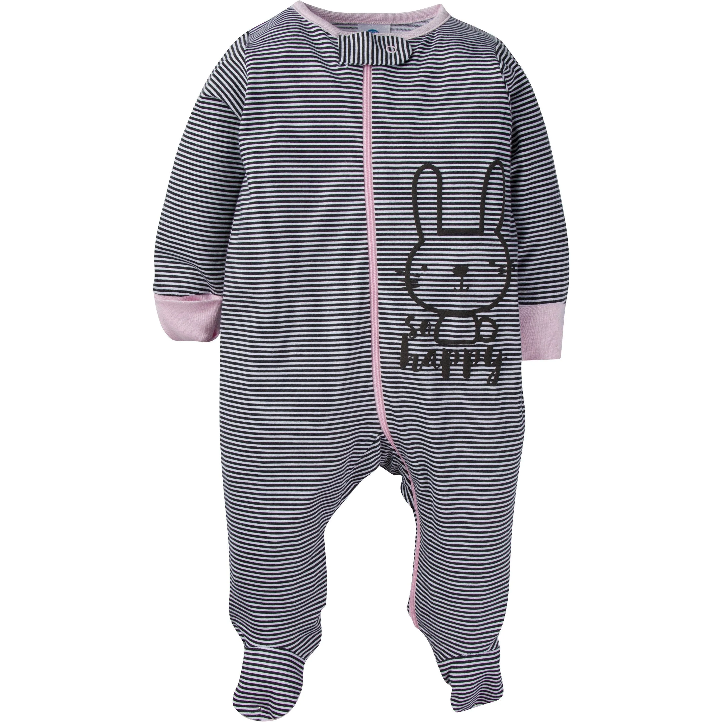 4-Pack Baby Girls Pink Bunny Sleep 'N Plays Gerber Childrenswea