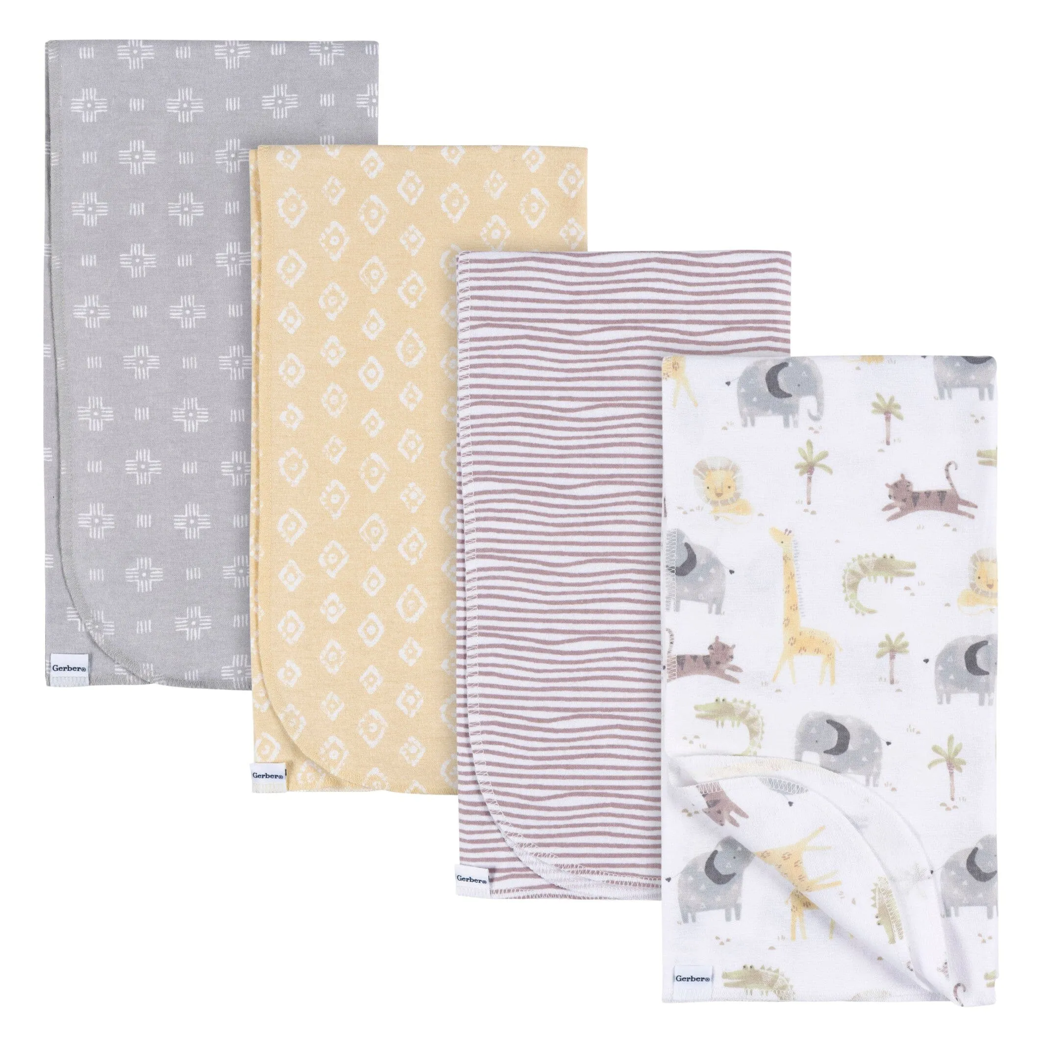 4-Pack Baby Neutral Animal Geo Flannel Blankets Gerber Childrenswea