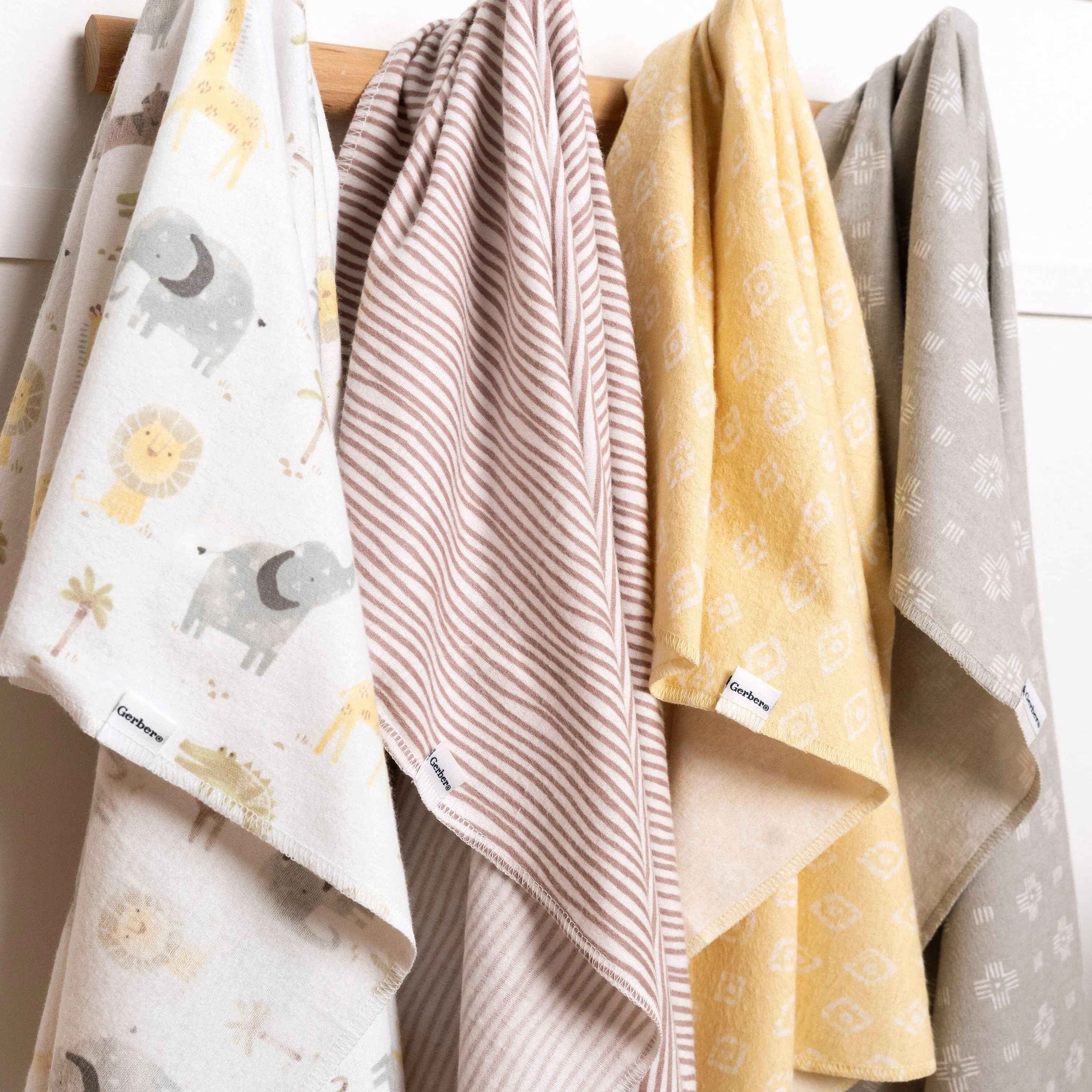 4-Pack Baby Neutral Animal Geo Flannel Blankets Gerber Childrenswea