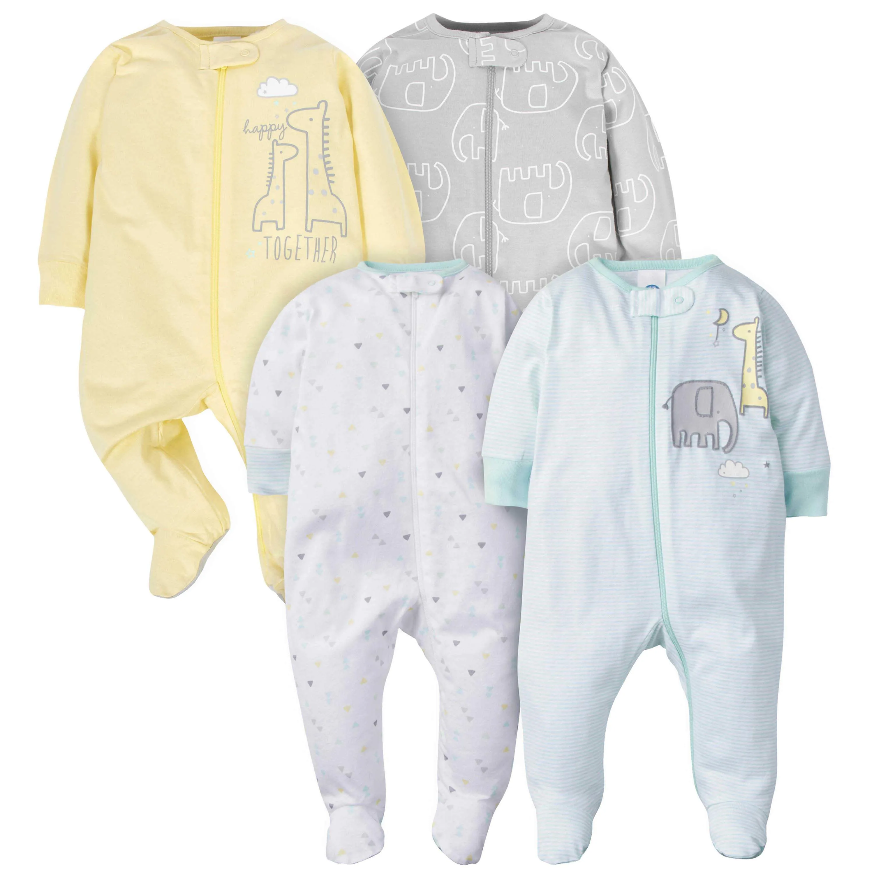4-Pack Baby Neutral Animal Sleep 'N Plays Gerber Childrenswea