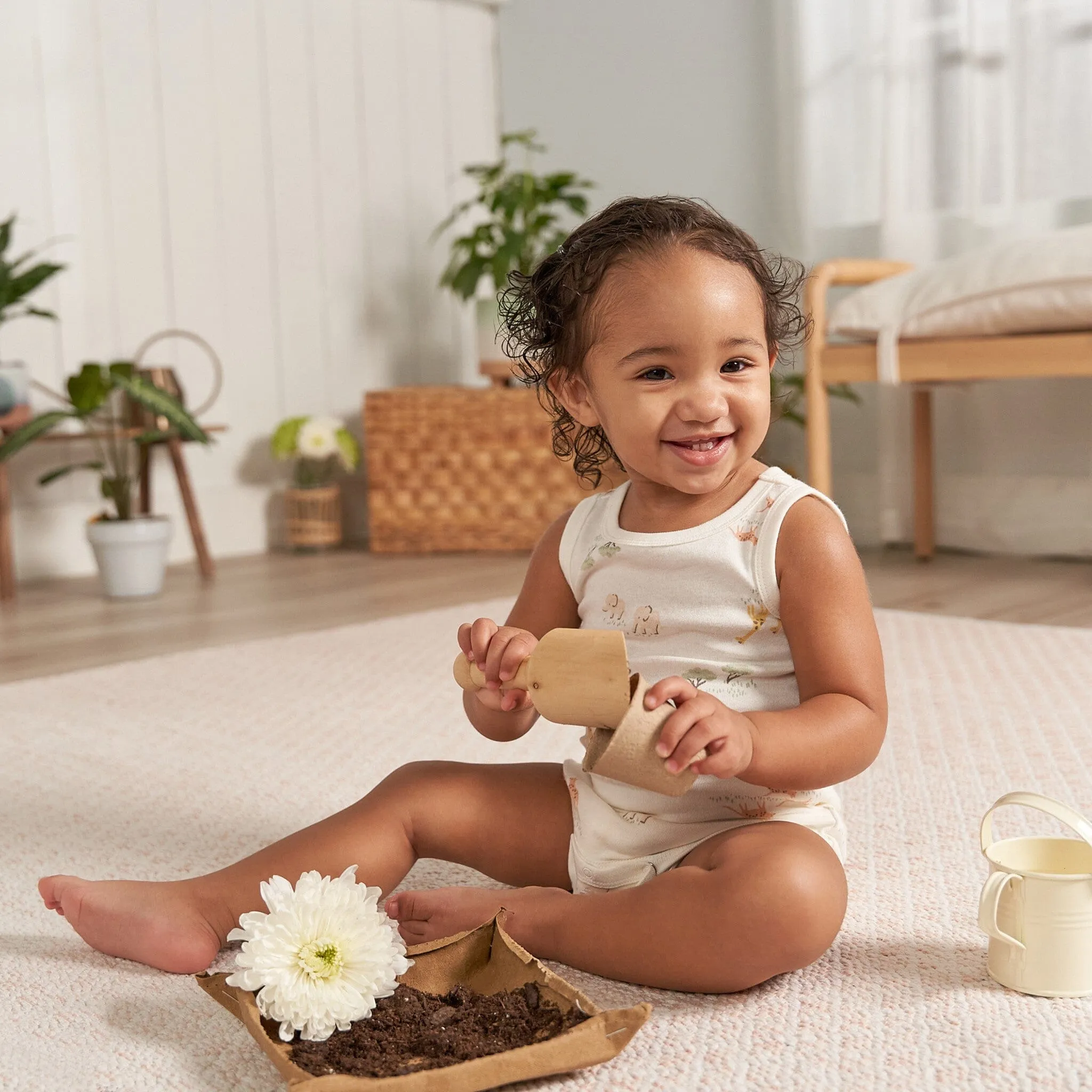 4-Pack Baby Neutral Ivory Safari Sleeveless Onesies Bodysuits Gerber Childrenswea