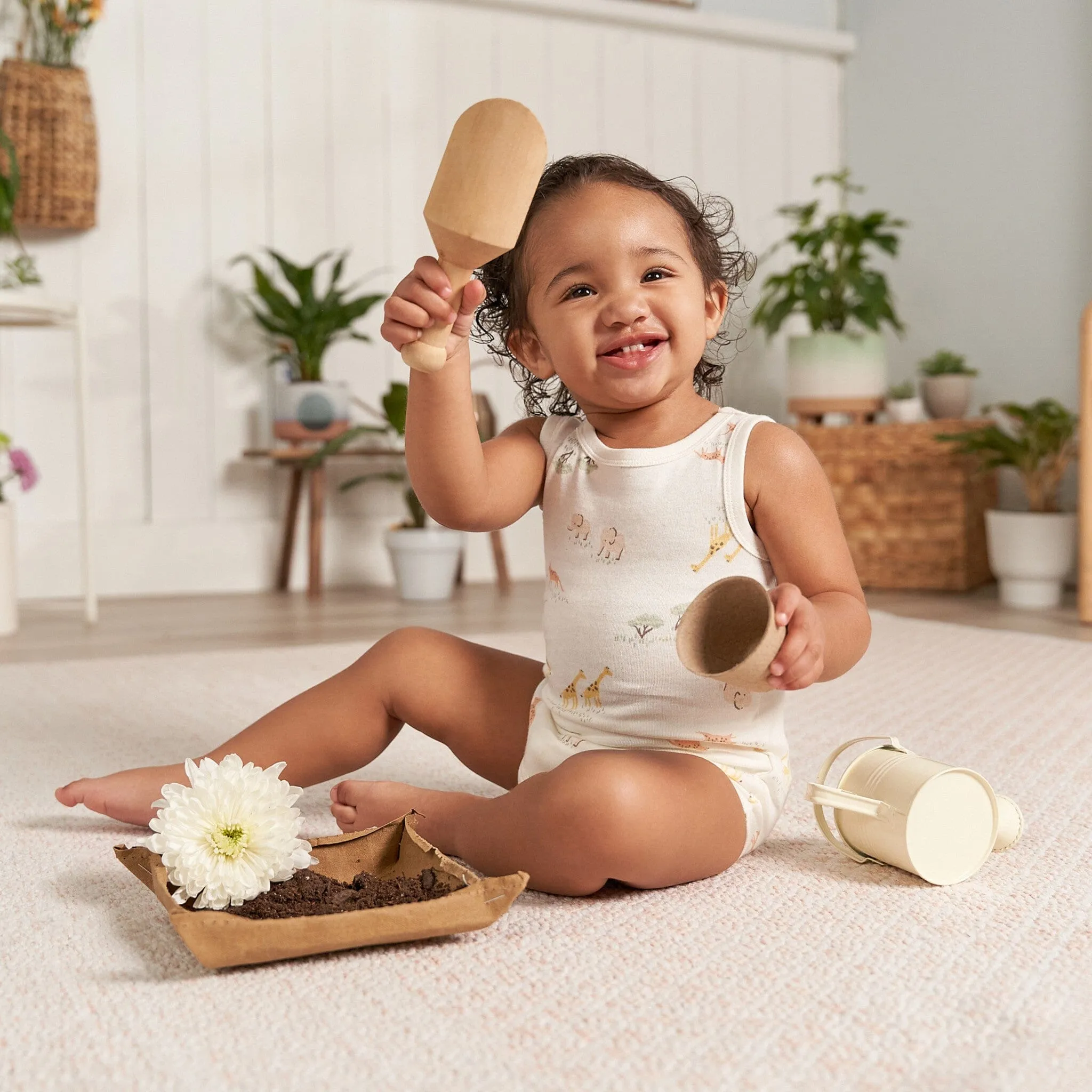 4-Pack Baby Neutral Ivory Safari Sleeveless Onesies Bodysuits Gerber Childrenswea