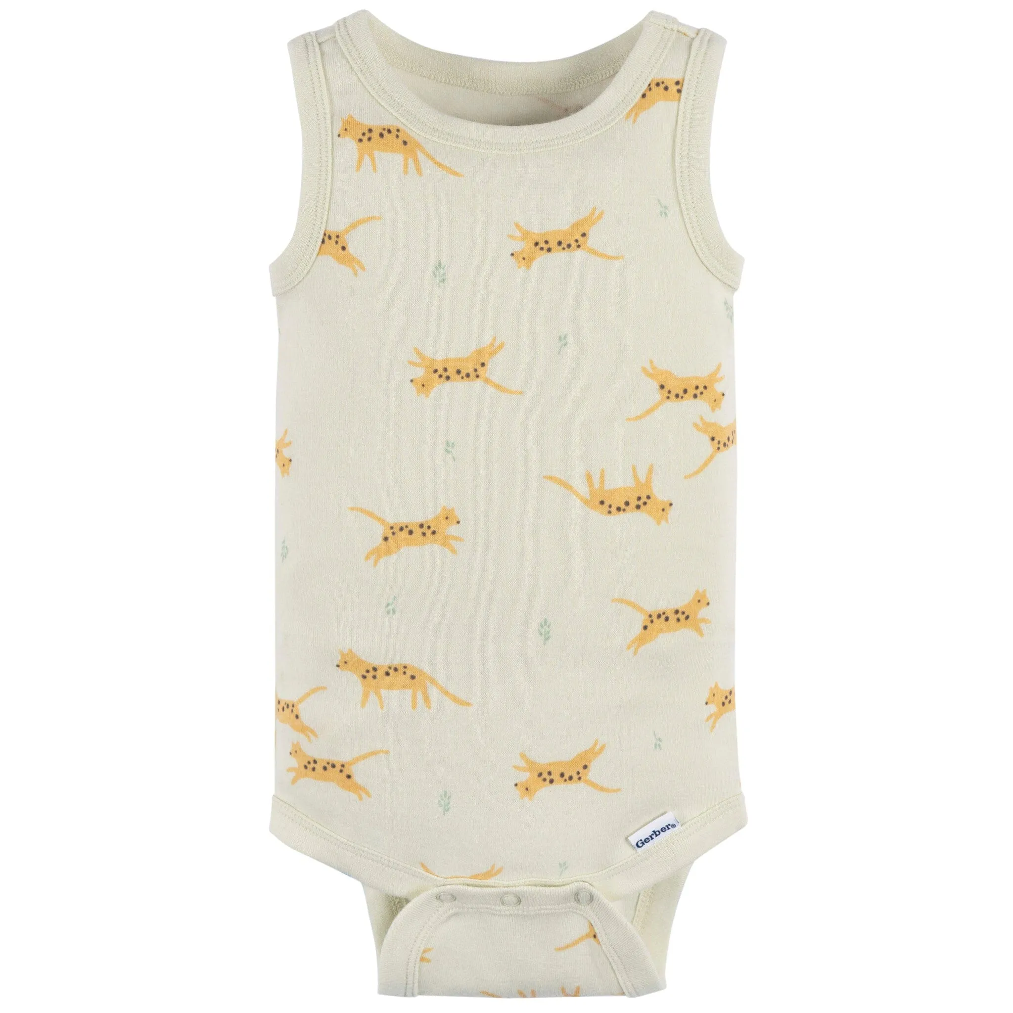 4-Pack Baby Neutral Ivory Safari Sleeveless Onesies Bodysuits Gerber Childrenswea