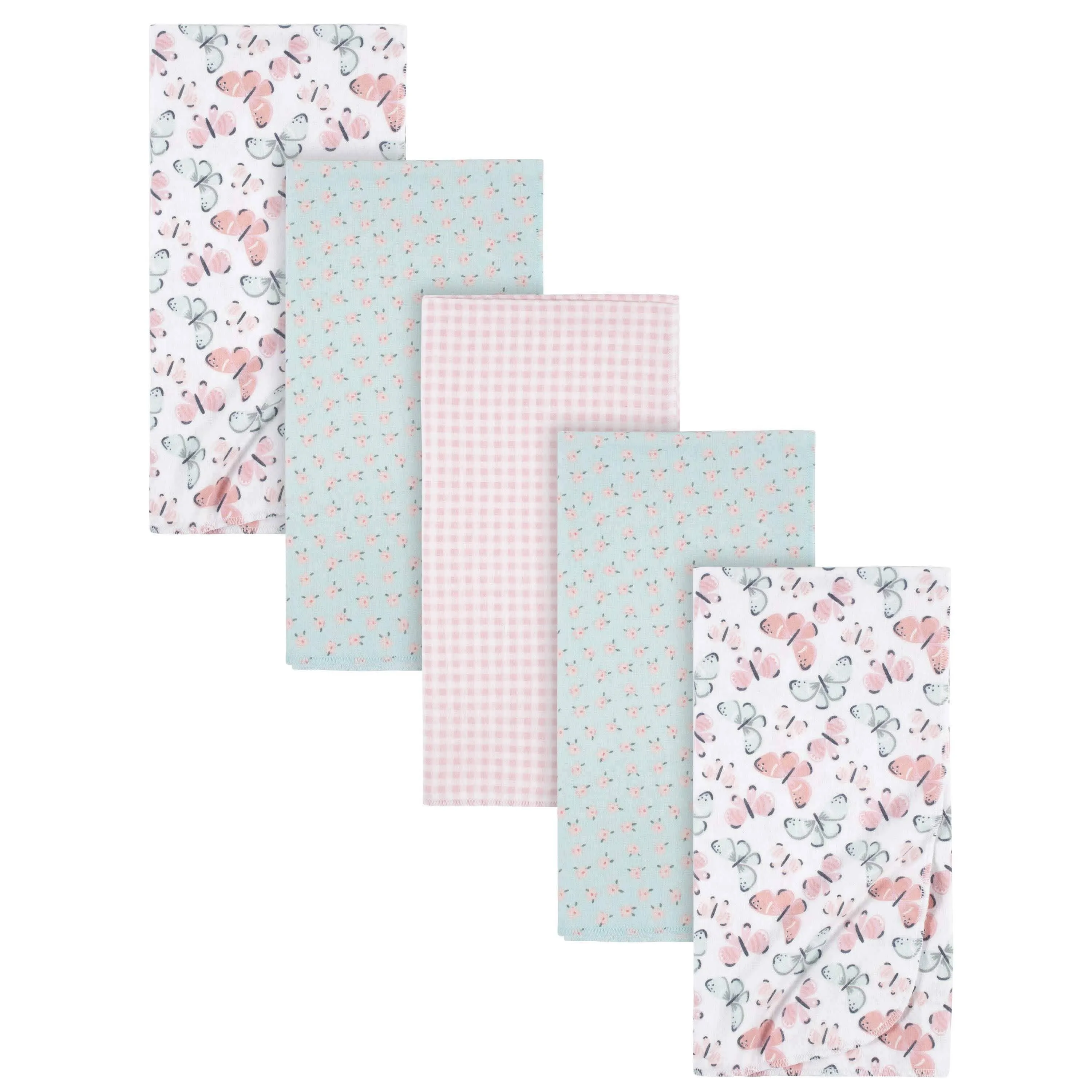 5-Pack Baby Girls Butterfly Flannel Receiving Blankets Gerber Childrenswea